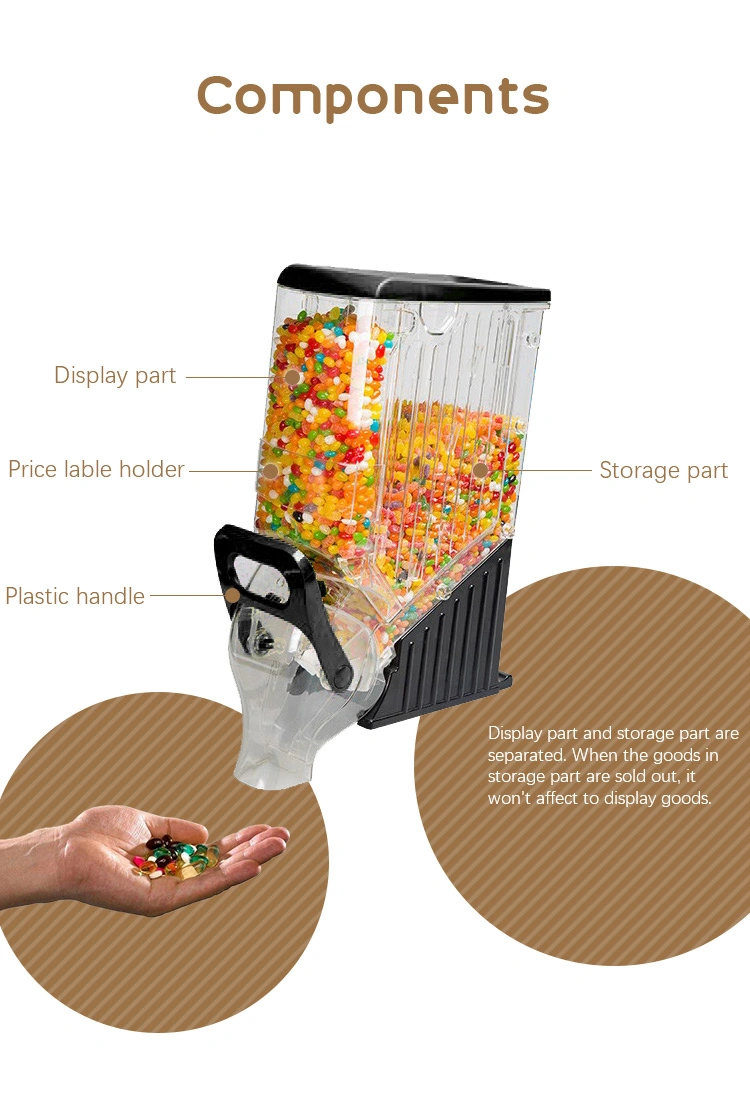 Supermarket Candy Display Rack with BPA Free Candy Cereal Gravity Dispenser