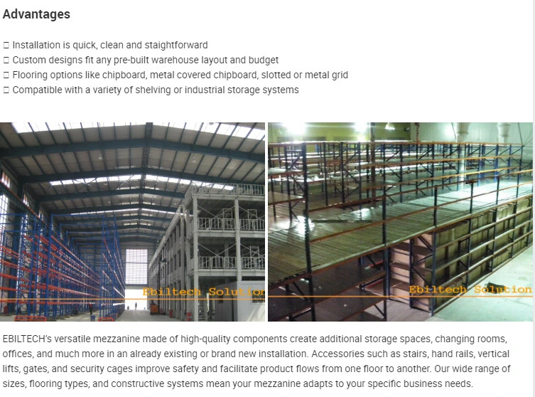 Warehouse Storage Rack Supported Mezzanine Floor